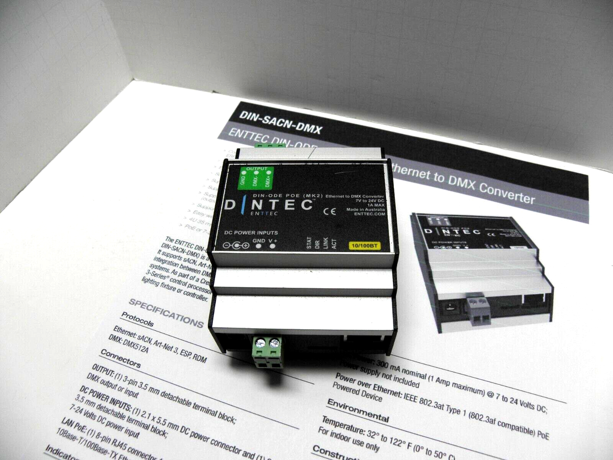 ENTTEC DIN-ODE POE MK2 Ethernet to DMX converter | eBay