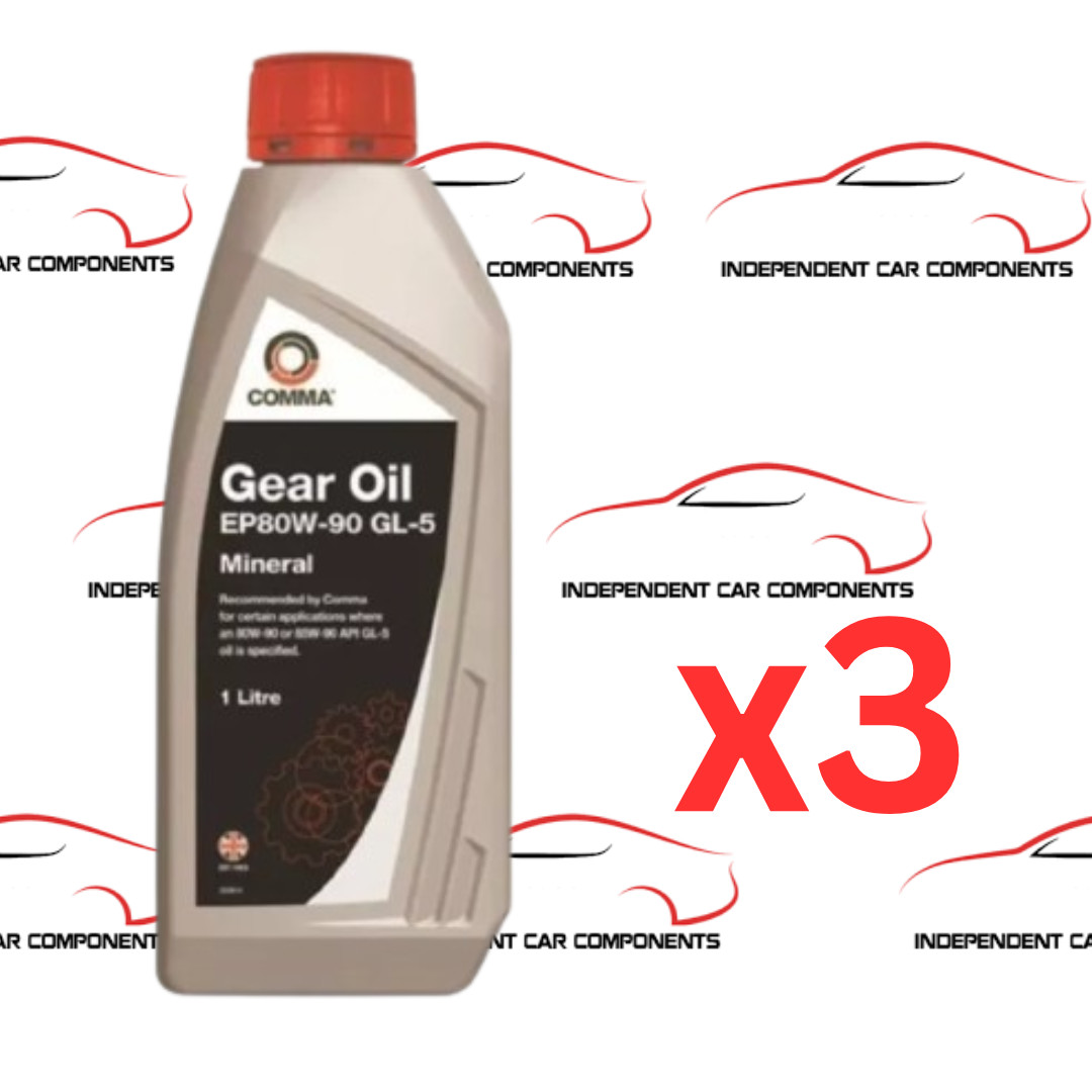 x3 Comma EP80901L EP80W-90 GL-5 Gear Oil - 1 Litre