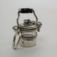 Sterling Silver COAL MINERS Lunch Pail BUCKET Charm for Bracelet PENDANT Mining
