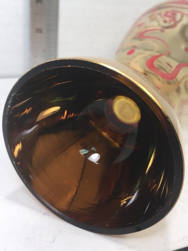GLASS DECANTER BOTTLE Decorated Vintage w/ Stopper 14" Mid Century Collectible - Picture 11 of 12