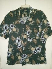 Hawaii Blues Button Up Shirt Men Sz XL Floral Tropical Hawaiian Vintage 1990s