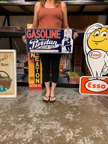 Antique Vintage Old Style Sign Puritan Gasoline Made USA