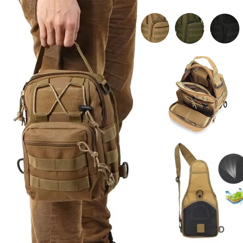 Tactical Molle Sling Bag for Men - Outdoor Hiking Travel Shoulder Backpack  