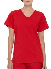 Scrubstar Women's Premium Rayon Mock Wrap Scrub Top, Chili Red, XS