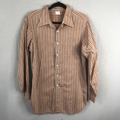 Vintage Hamilton Shirt Co Mens Medium Gray Red Striped Retro Rave Club 