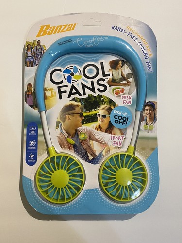 Banzai Cool Neck Fan Blue Green USB Portable 3 Speed Hands Free - Picture 2 of 2