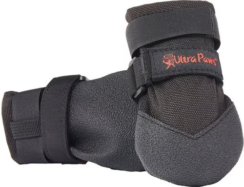 Ultra Paws 4 Dog Boots Size L Water Resistant Anti-Slip Sole Black Double Straps