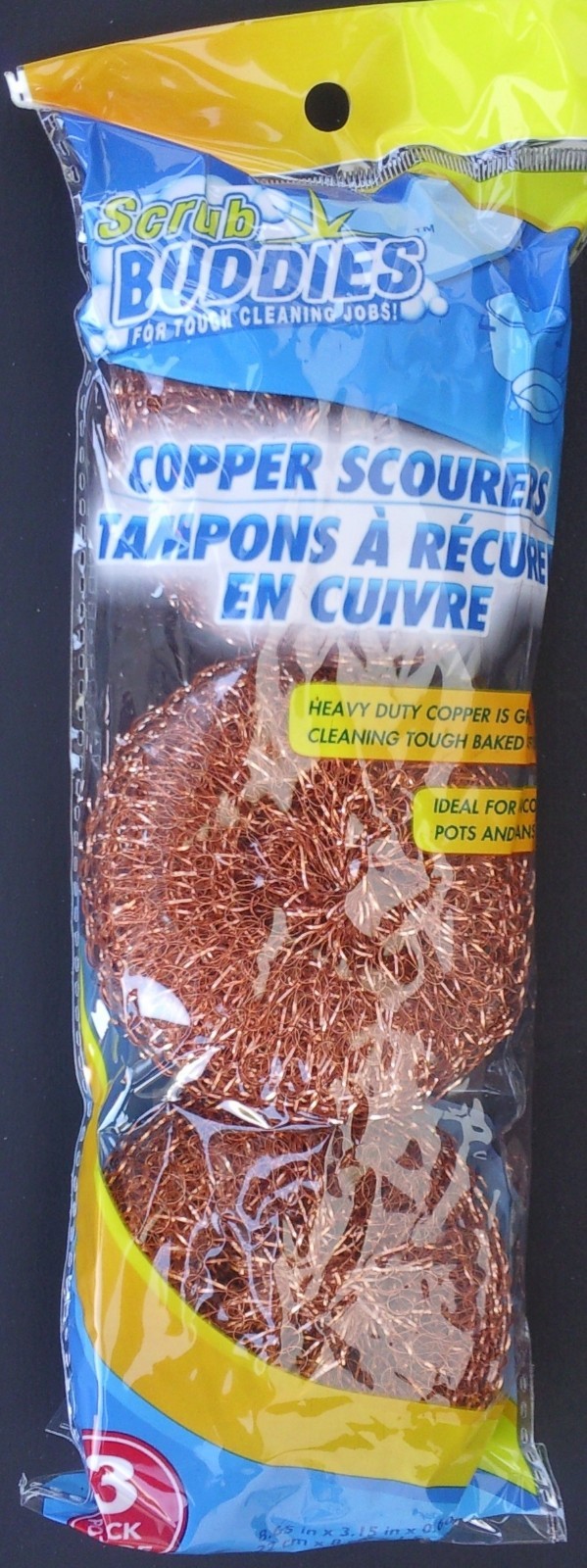 COPPER ZINC-STEEL STAINLESS-STEEL SCOURERS Pot Pan Grill Stove Scourer 3 Pads/Pk