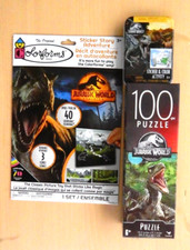 3 NEW ITEMS Colorforms JURASSIC WORLD Puzzle Sticker Activity in Tin Collectible