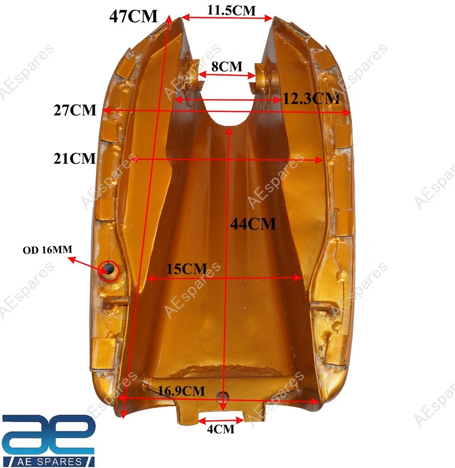 Petrol Fuel Tank Golden Black For Honda CB350 K3 K4 Super Sport CB 350 71-73  - Изображение 2 из 4