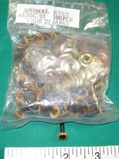  9999 100-Animal Doll Craft Eyes W/100 Metal Washers  9mm Yellow, JAPAN