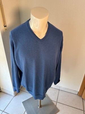 Walbusch Herren Pullover Wollmix Schurwolle Gr. L blau - wie Neu - mit Maße