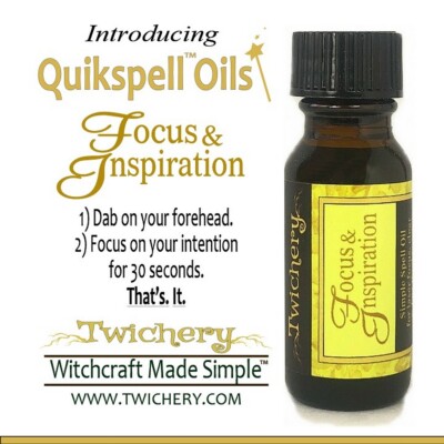 FOCUS, CREATIVITY SPELL OIL, Inspiration, Insight Intuition, Pagan FROM TWICHERY
