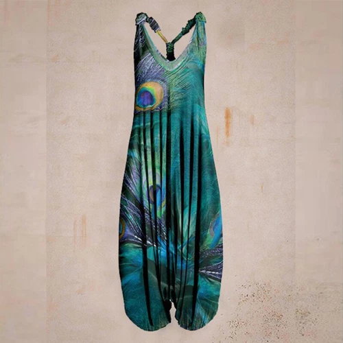 Mujeres Boho Floral Espalda Corredora Mono Damas Informal Suelto Pierna Ancha Pantalones Mameluco - Imagen 20 de 56