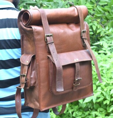 Men's Leather Vintage Backpack Shoulder Bag Messenger Bag Rucksack Sling Bag