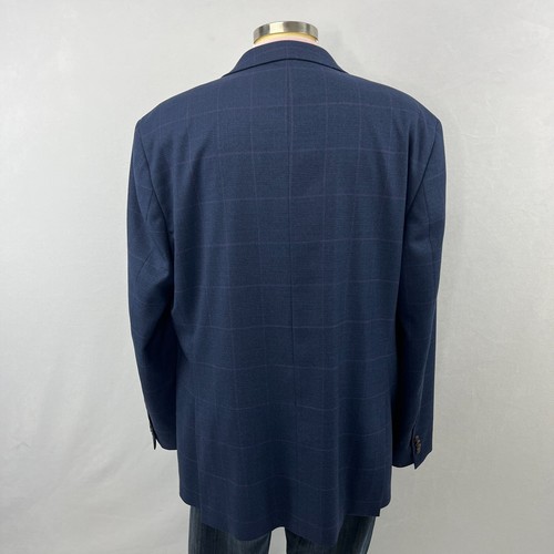 Jos A Bank 1905 Blazer Jacket 48L Blue Glen Check Tailored Fit Brrr Comfort - Picture 6 of 20