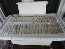 51 PIECE~International Silver Co "Flowers Scrolls" Gold Electroplate Set~~NEW !!