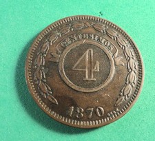 PARAGUAY COIN: 1870   4  CENTESIMOS