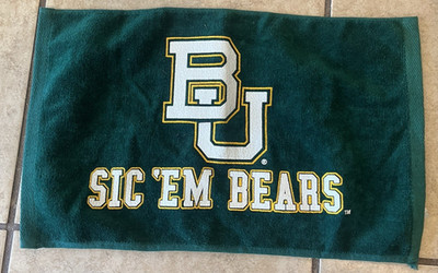 BU Baylor University Golf Caddy Towel Green Sic 'Em Bears Pro Towel Cotton 17x10