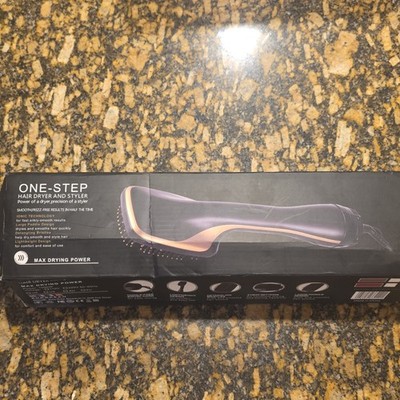 One Step Hair Dryer and Styler Black Ionic, 3 Heat Settings, Detangling Bristles