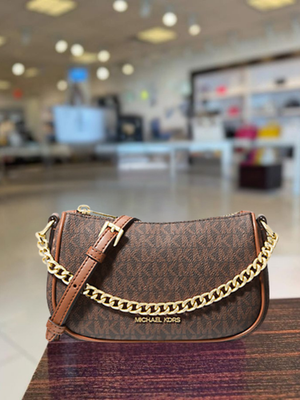 ち*る様 MICHAEL KORS Michael Kors Carmela Women Small MK Logo Zip Chain Pouchette