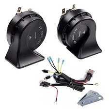 Car Horn Truck Horn 12V Horns Waterproof High Low Tone Black horn with harness