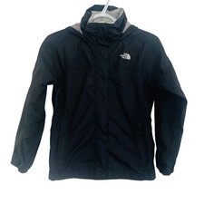 North Face HyVent Kids Rain Jacket Hooded Waterproof Lightweight Black Small