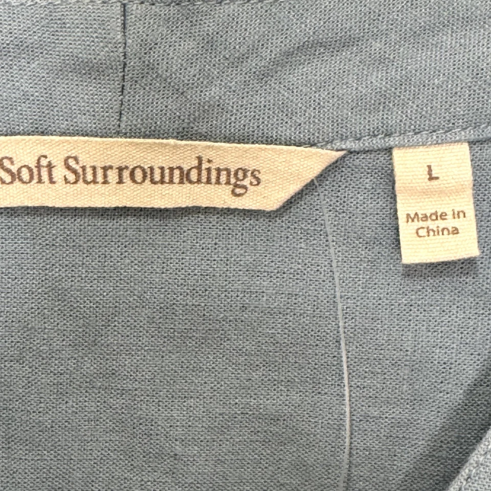 Camisa túnica Soft Surroundings para mujer grande Arona azul lillith mezcla de lino 2FJ41 Foto 3 de 4