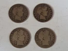4 Barber Half Silver Dollar Coin Group Lot 1895 1896 1897 1899 No Mint Mark