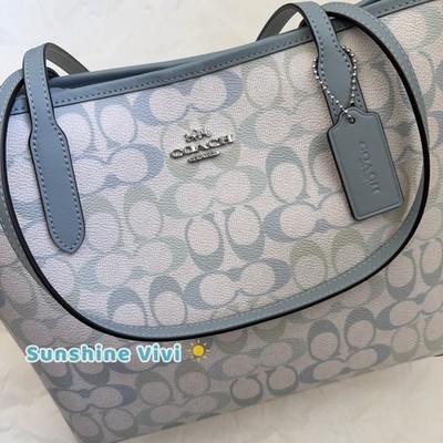 NWT Coach Medium City Tote Bag Pretty Signature Canvas CDZ09