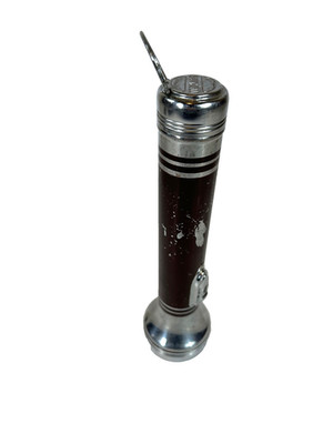 Vintage Burgess Flashlight Brown Enamel Chrome Finish Working Made in USA 10 
