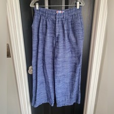 Urban Outfitters High-Rise Wide Leg Herringbone Trouser Pants Blue-Size S