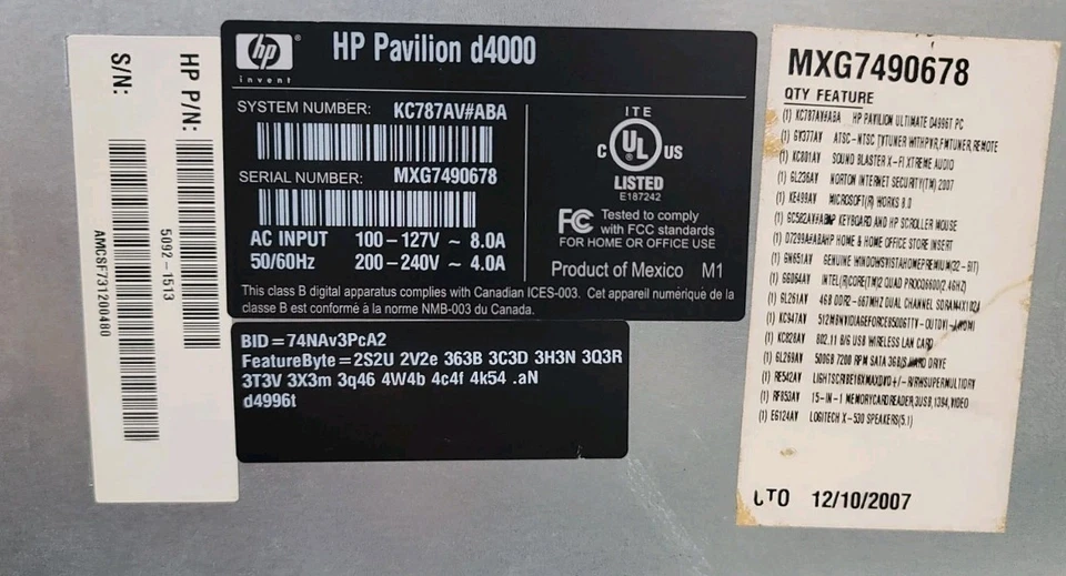 HP Pavilion d4996t Windows 10 Pro Intel Core 2 Quad 2.4GHz 4GB Nvidia & Extras - Image 3 of 4