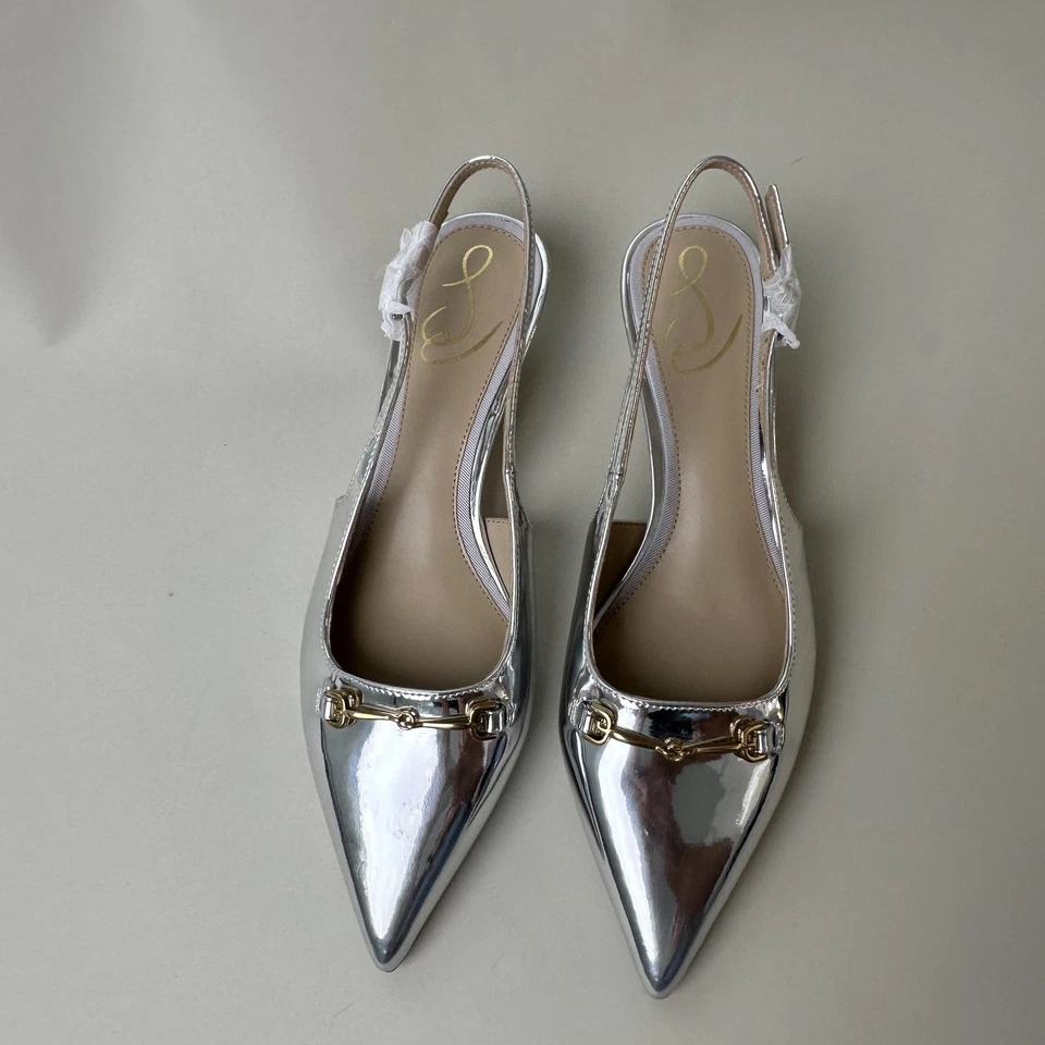 Sam Edelman Shoes Womens Size 6.5 Slingback Kitten Heel Loafer Metallic New - Image 2 of 4