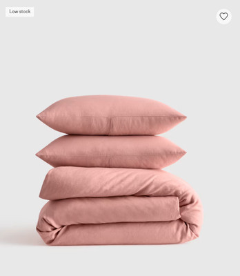 NWT QUINCE EUROPEAN LINEN DUVET COVER SET FULL QUEEN ROSE LIMITED EDITION $ 194
