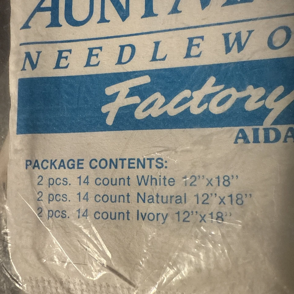 VTG Cross Stitch Fabric Aida 14 Count Lot of 6 Ivory White Natural 12" X 18" NOS - Image 2 of 3