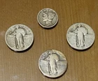 US Silver Coin Lot 1926, 1927, 1927D Standing Liberty Quarter, 1939 Mercury Dime