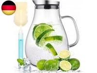 2.0 Liter Glaskaraffe Mit Deckel, Wasserkaraffe Mit Auslauf | Eistee Krug, Saft