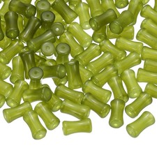 100Set Glass Tube Beads 6x12mm Bamboo Stick Tube Beads Olive Green