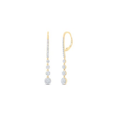 Vertikale Ohrhänger 0,61 kt natürlicher Diamant 14 kt Gelbgold