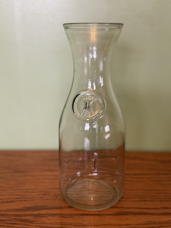 Vintage Paul Mason "Since 1852" Glass Milk Bottle Carafe or Vase Farmhouse Style