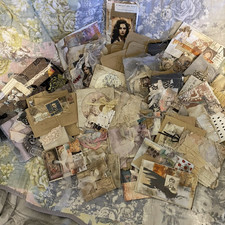 12-Piece Handmade Grungy / Vintage Junk Journal Ephemera Pack + Pouch