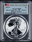 2021 $1 American Silver Eagle Reverse Proof Type 2 PCGS PR69 FD - Blue Flag