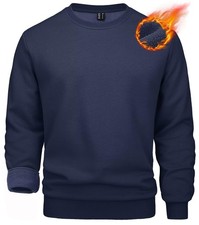 Men's Crewneck Sweatshirt Long Sleeve Casual Warm Fleece Pullover Navy X-Large