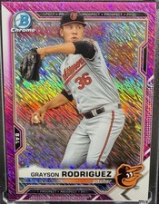 2021 Bowman Chrome Grayson Rodriguez Prospect Fuchsia Shimmer Refractor #117/199