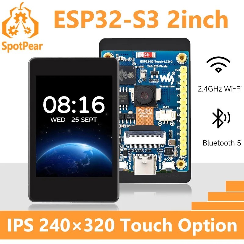 Waveshare ESP32-S3 2" IPS Capacitive Touch Display Dev Board 240x320 WiFi
