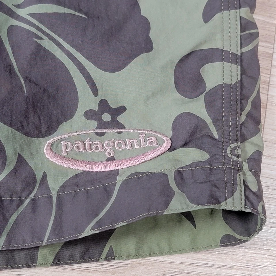 Pantalones Cortos De Colección Patagonia Pataloha Para Hombres 36 Verde Marrón Floral Hibisco Natación Foto 2 de 4