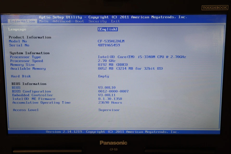 Portátil Panasonic CF-53 Intel Core i5 8 GB de RAM Ninguno Foto 2 de 4