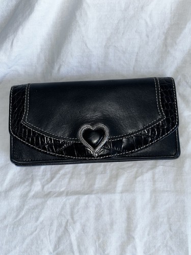 Brighton black leather wallet with Black heart and trim