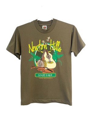 Vintage 90s Newton Hills State Park T Shirt Canton SD Size Medium Green Folk USA